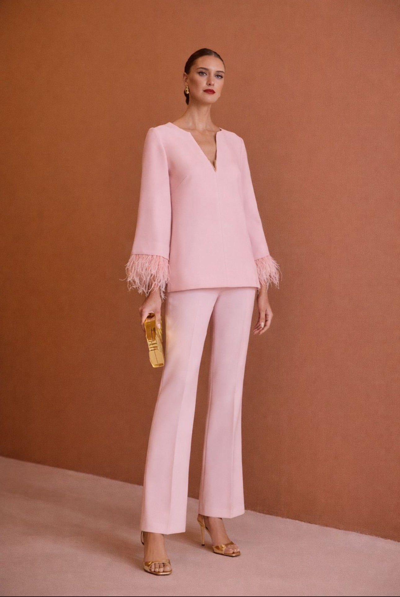 Carla Ruiz 52552 pink blouse and trouser Co ord