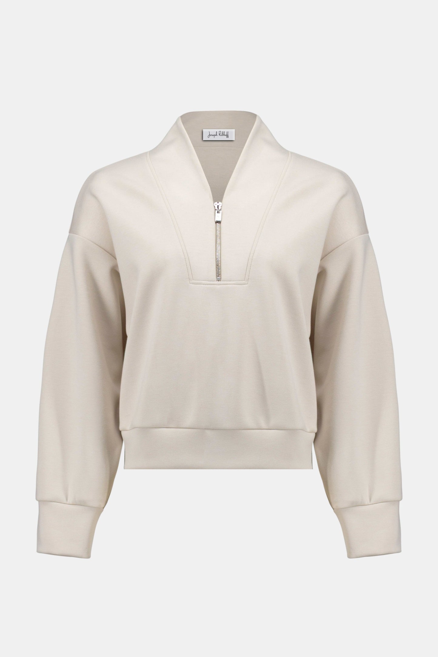 Scuba Jersey Boxy Sweatshirt With High Collar and Front Zipper
261610
