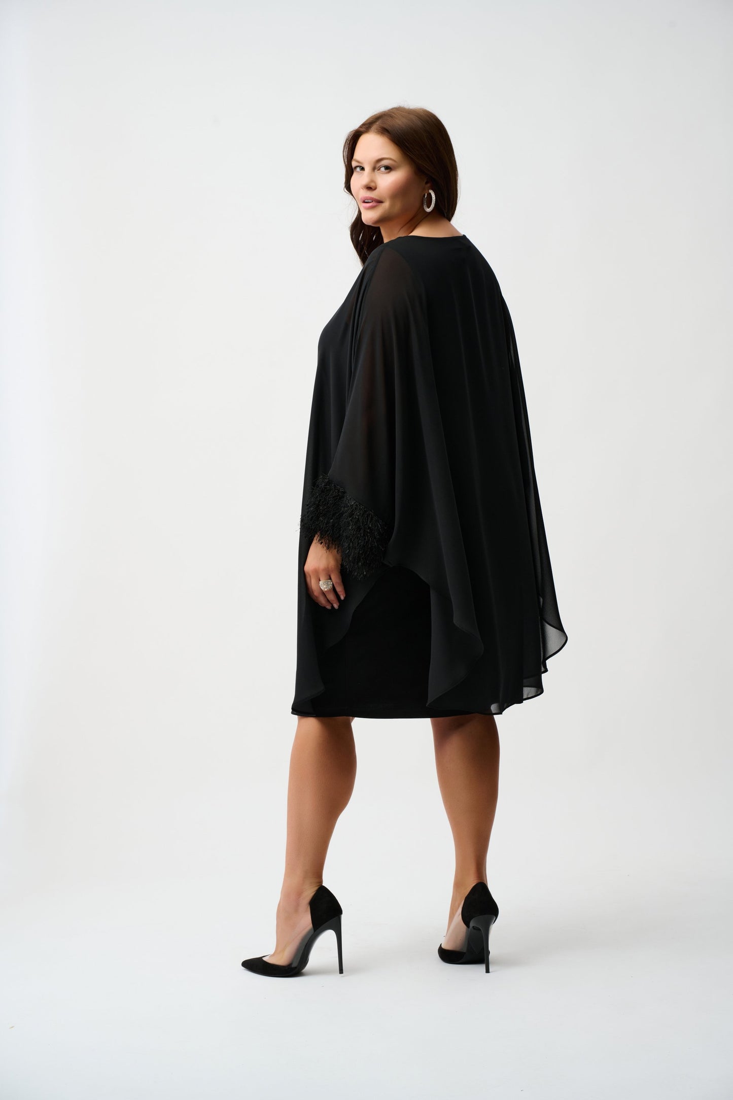 Silky Knit & Chiffon Layered Dress with Fringe Detail
254186