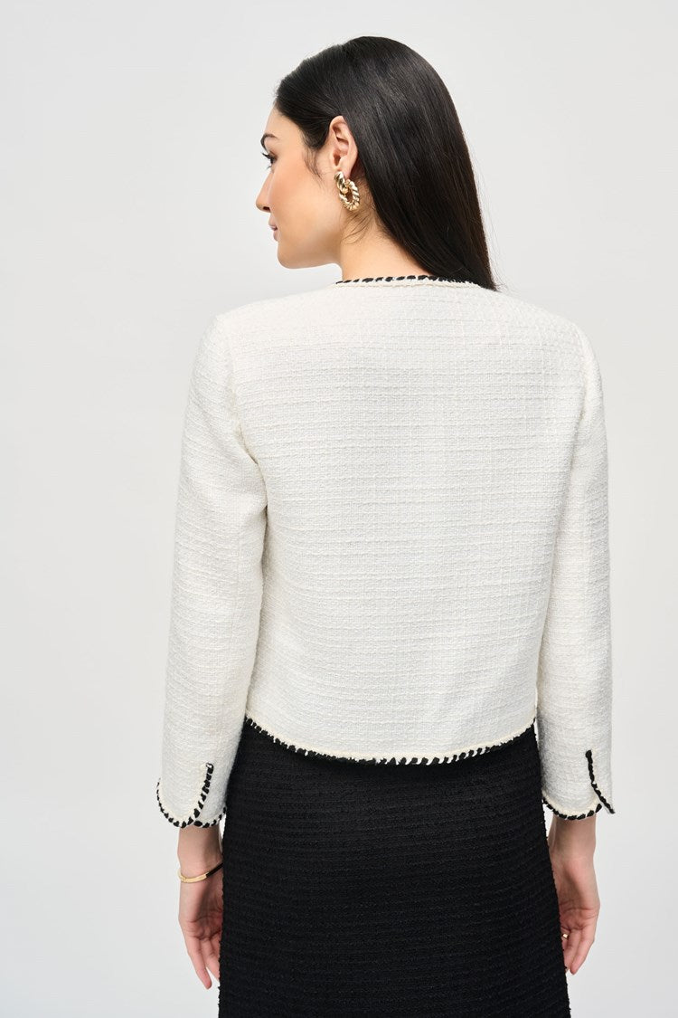 243911 boucle jacket with contrast trim