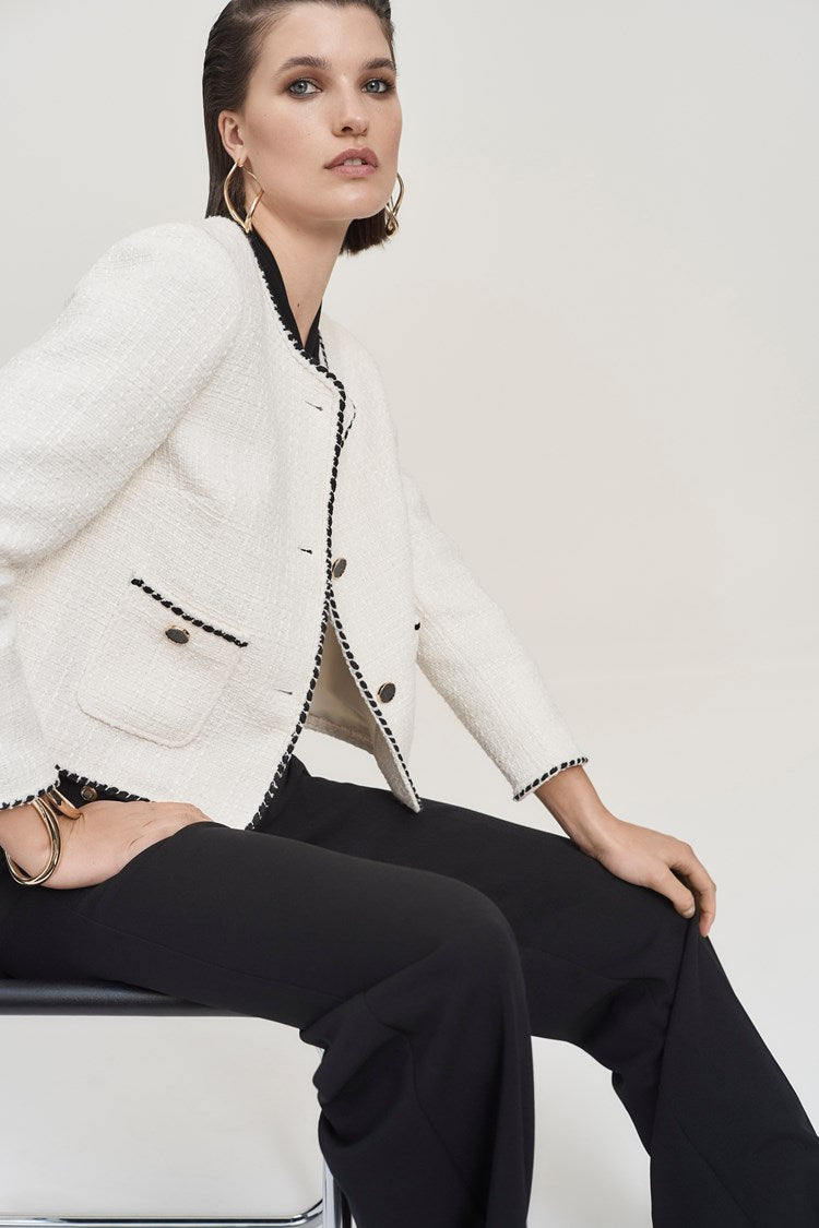 243911 boucle jacket with contrast trim