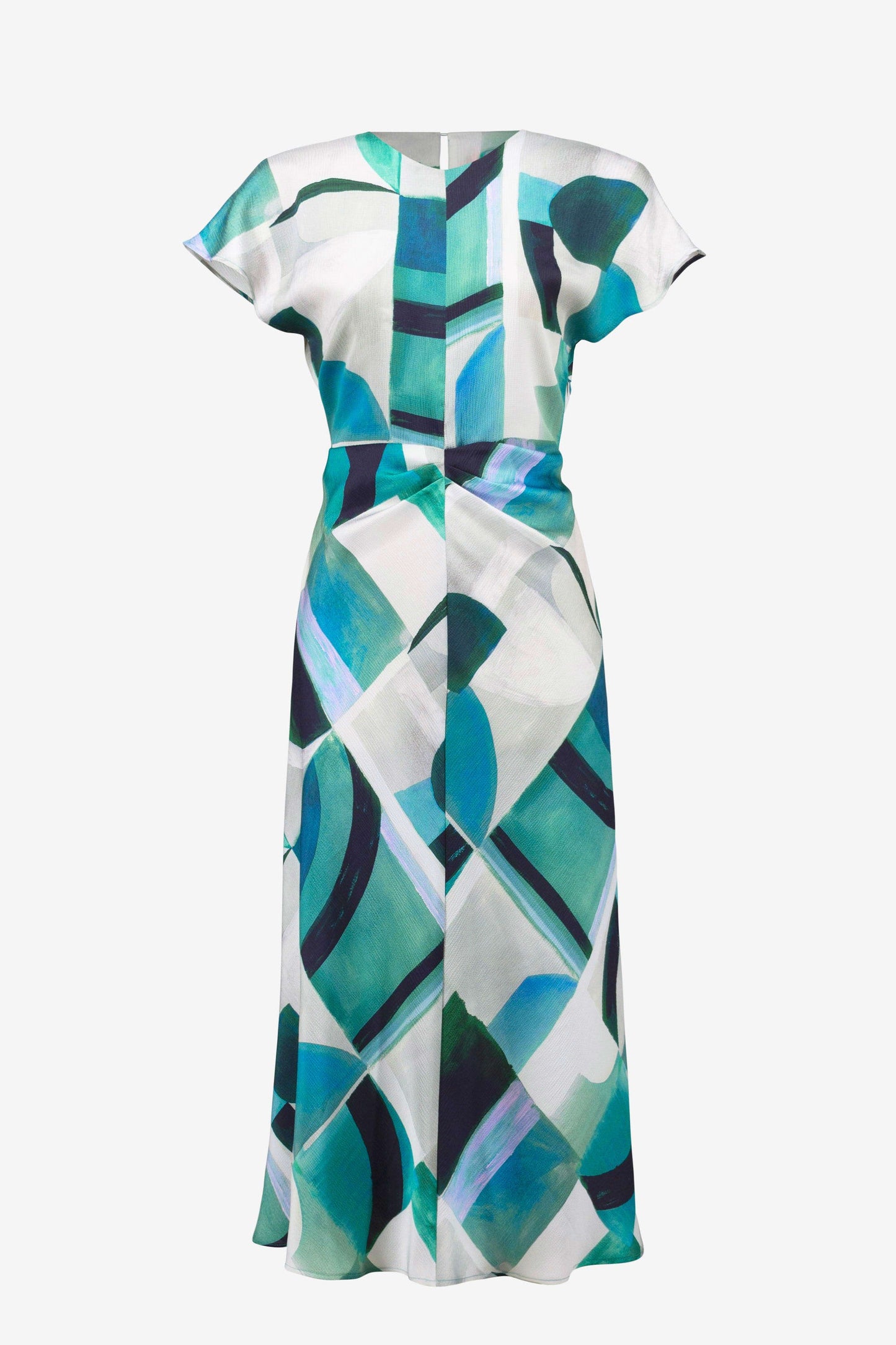 Textured Satin Geometric Print Fit and Flare Dress
261251