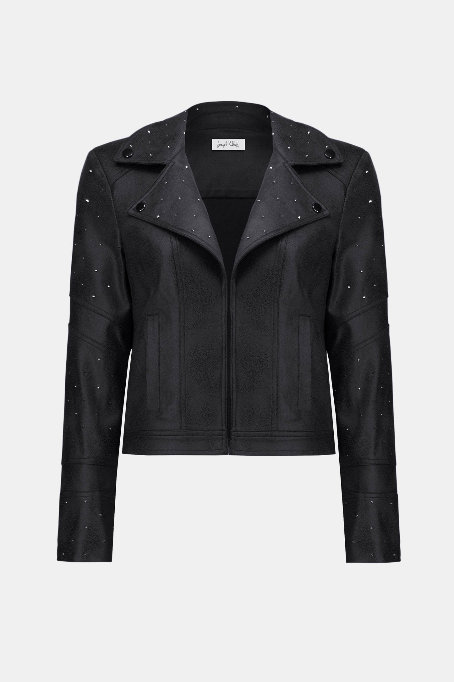 Foiled Faux Suede Fitted Jacket with Rhinestones
254904