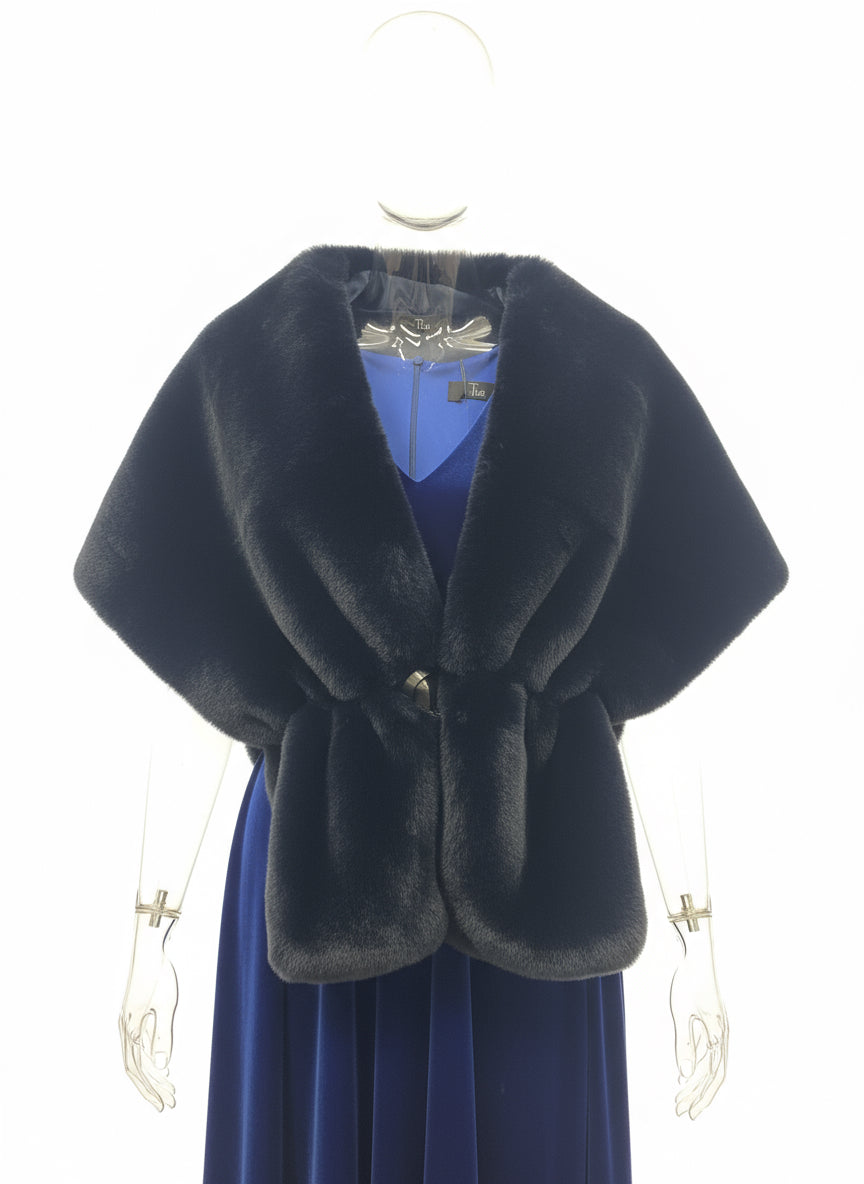 Doctor Bear faux fur cape in navy