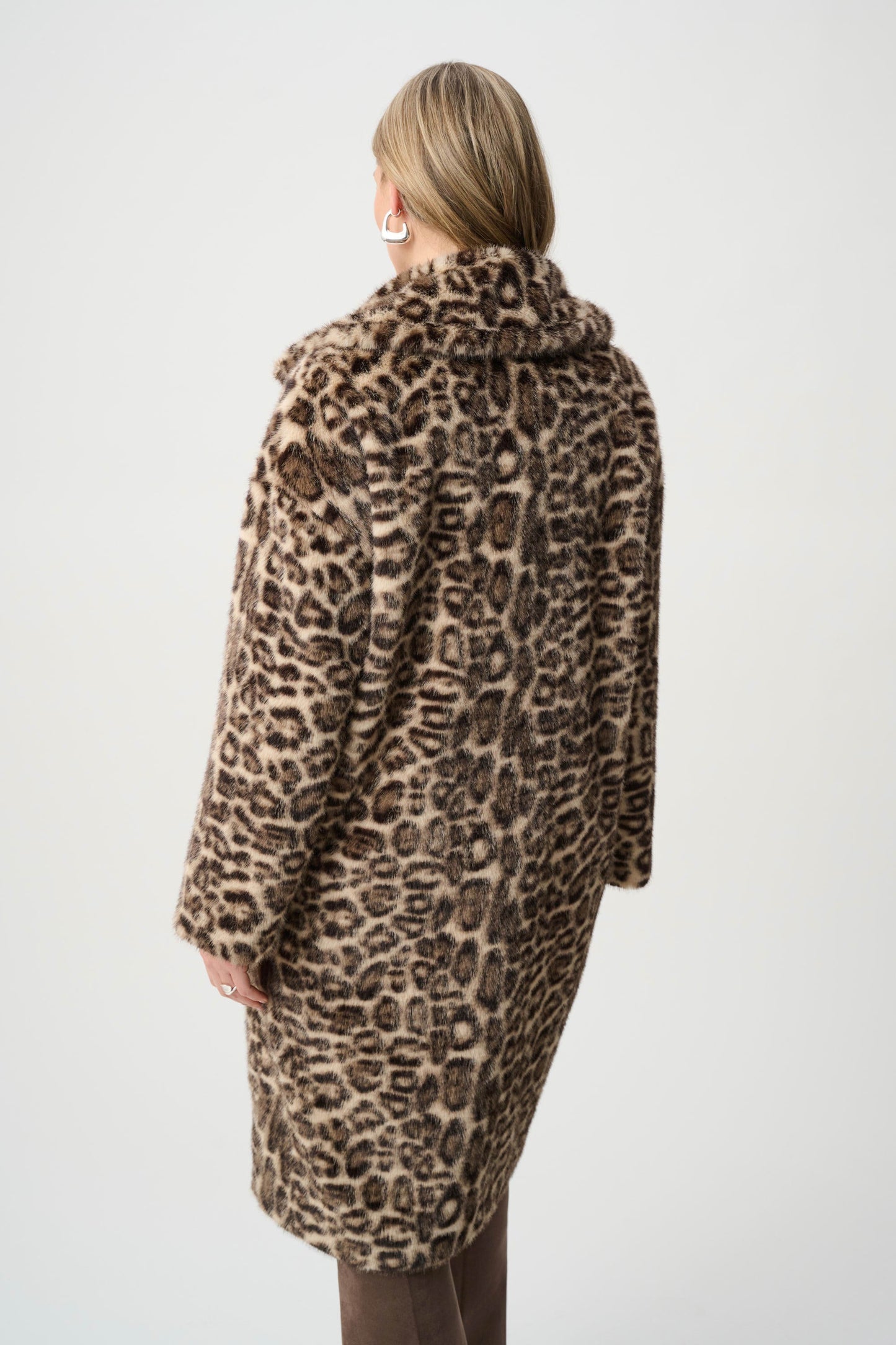 Faux Fur Leopard Print Straight Coat
263919