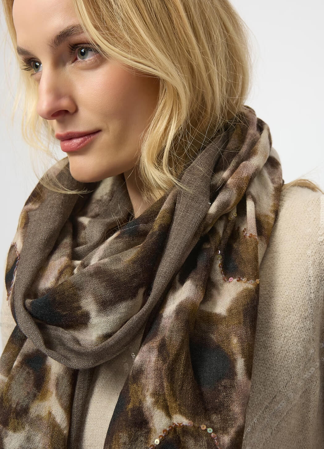 Joseph Ribkoff Animal Print Scarf With Sequins