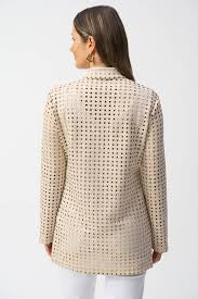 Joseph Ribkoff beige laser-cut suede jacket(
