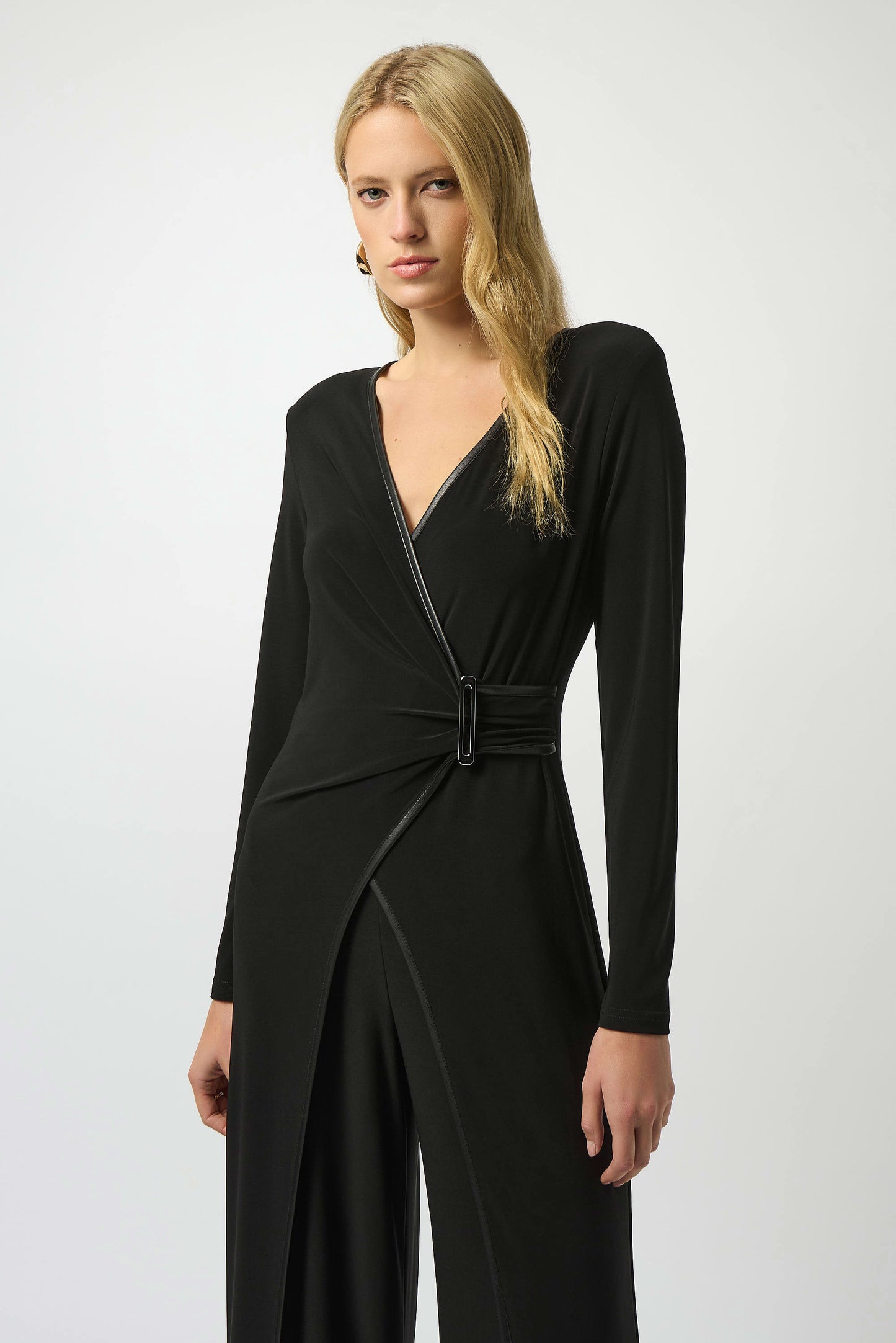 Silky Knit & Leatherette Wide-Leg Jumpsuit
253249
_