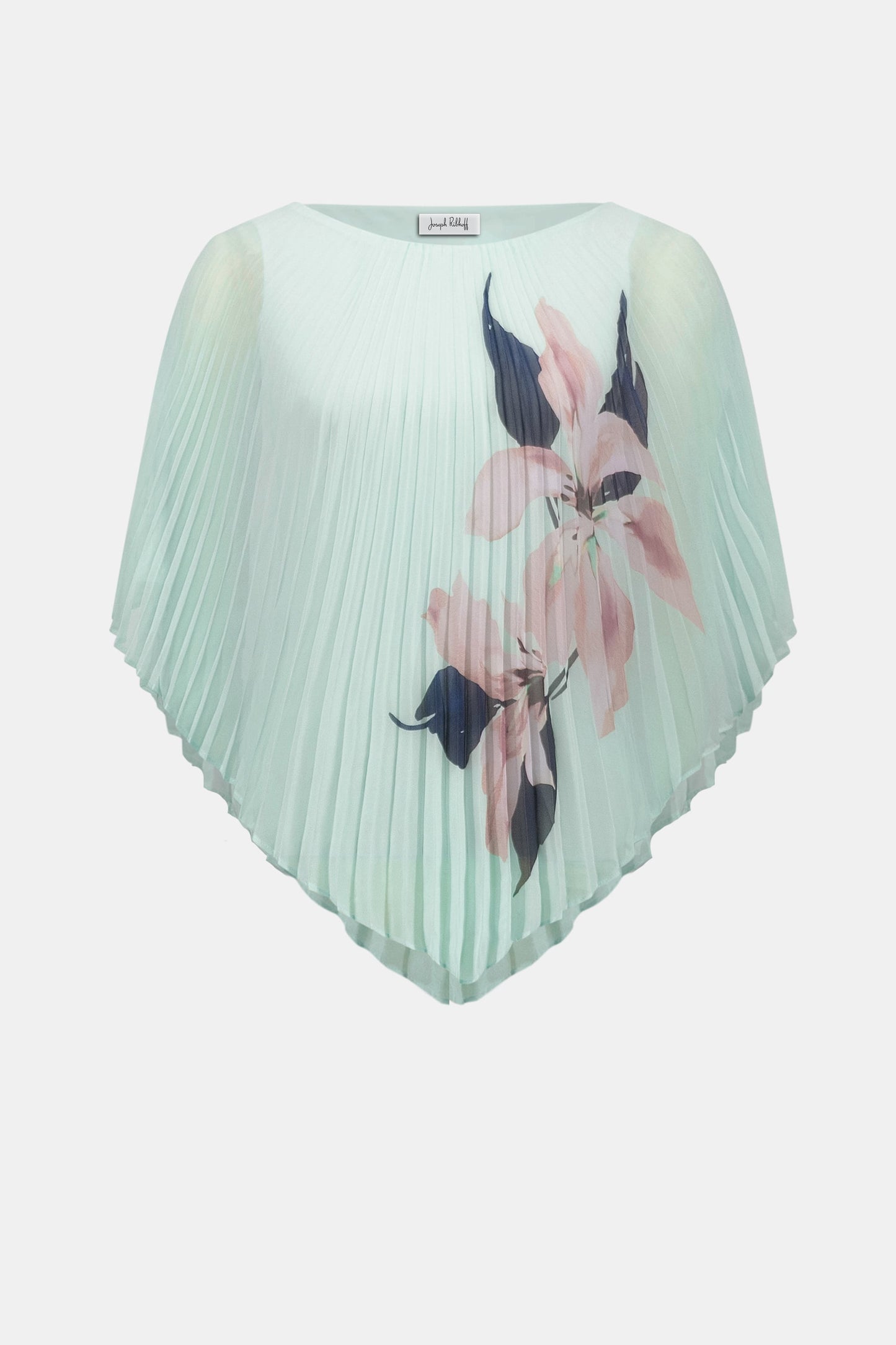JOSEPH RIBKOFF Signature | Chiffon Floral Print Pleated Poncho Top 262724