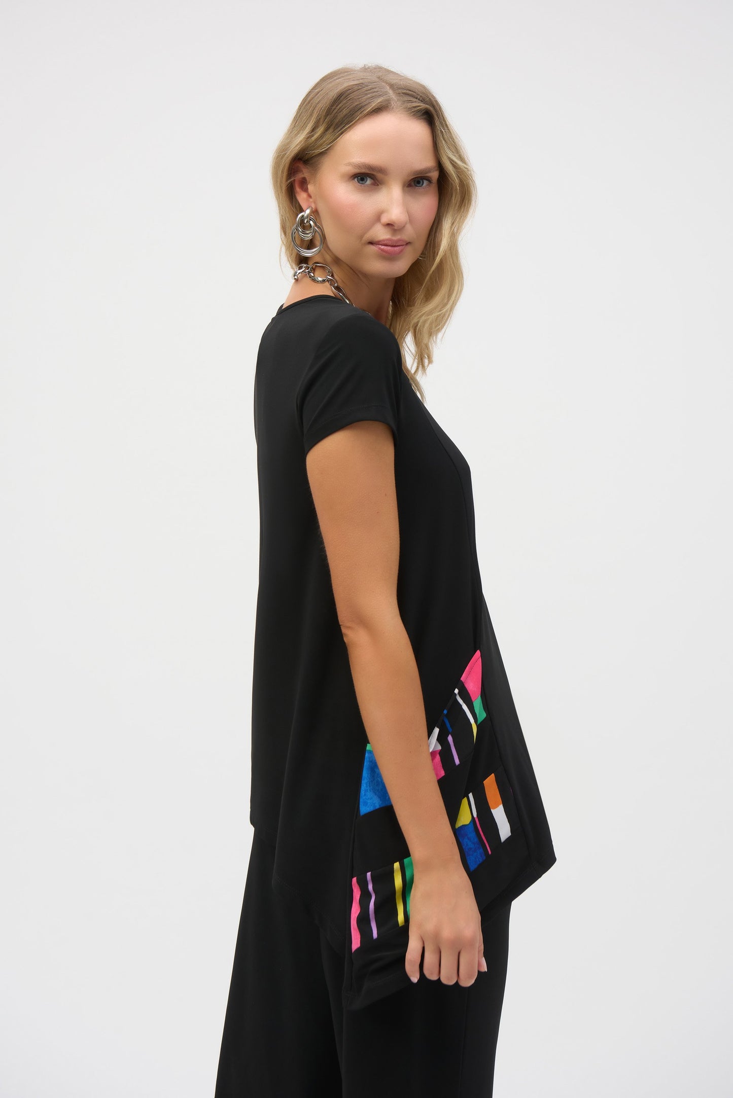 Silky Knit Stripe Print Handkerchief Tunic
252054