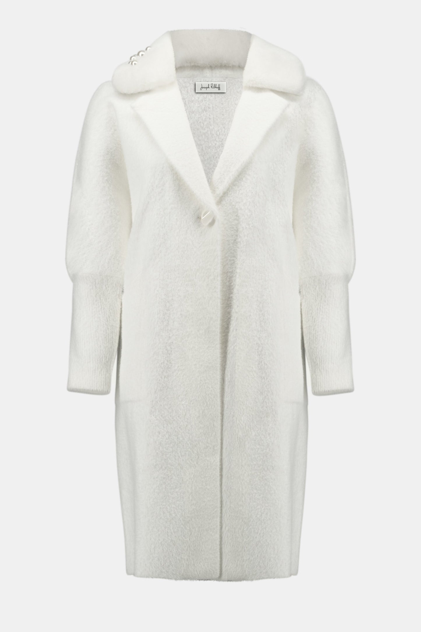 Feather Yarn and Faux Fur Sweater Coat