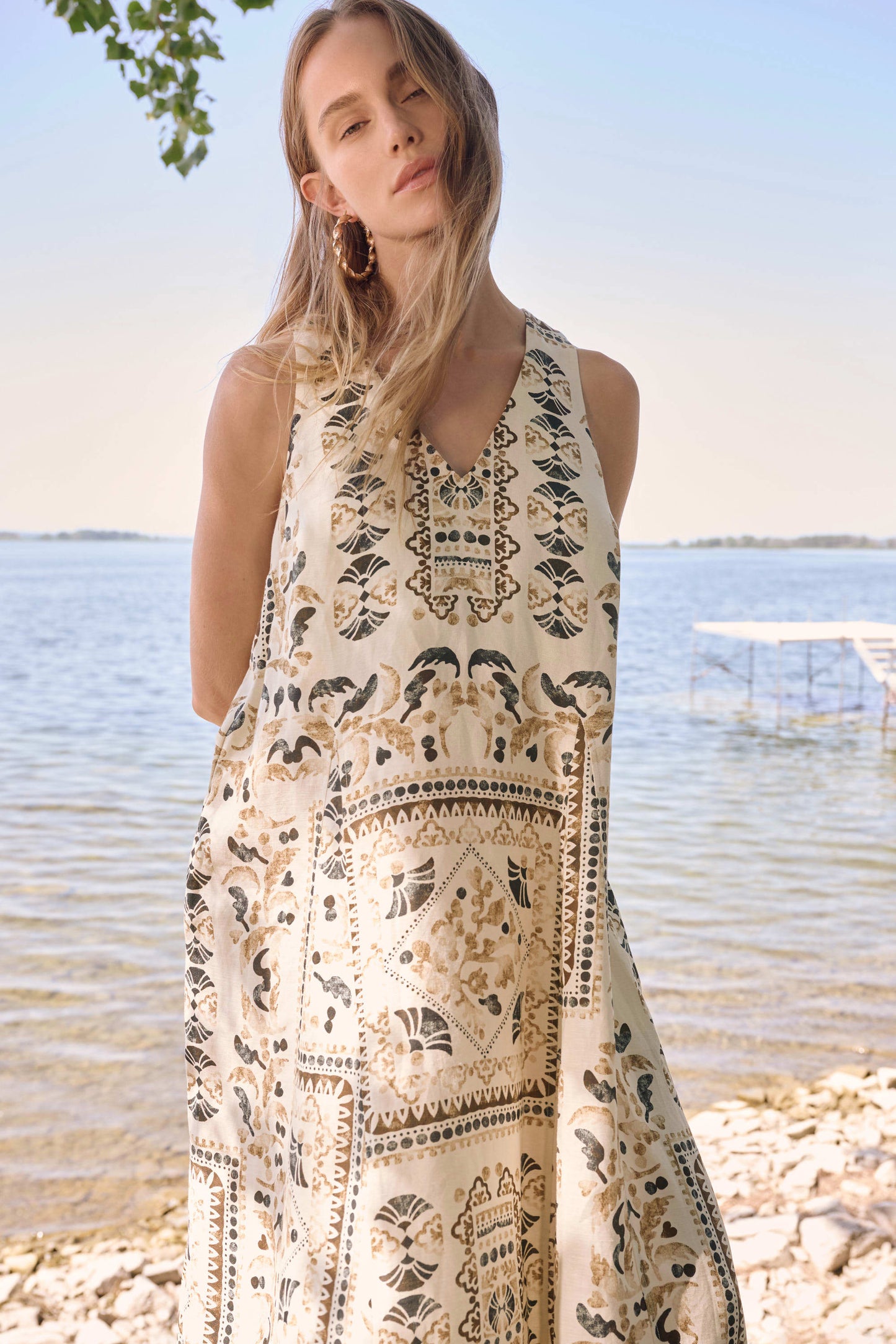 Linen Blend Scarf Print A-Line Dress
262908 Joseph Ribkoff