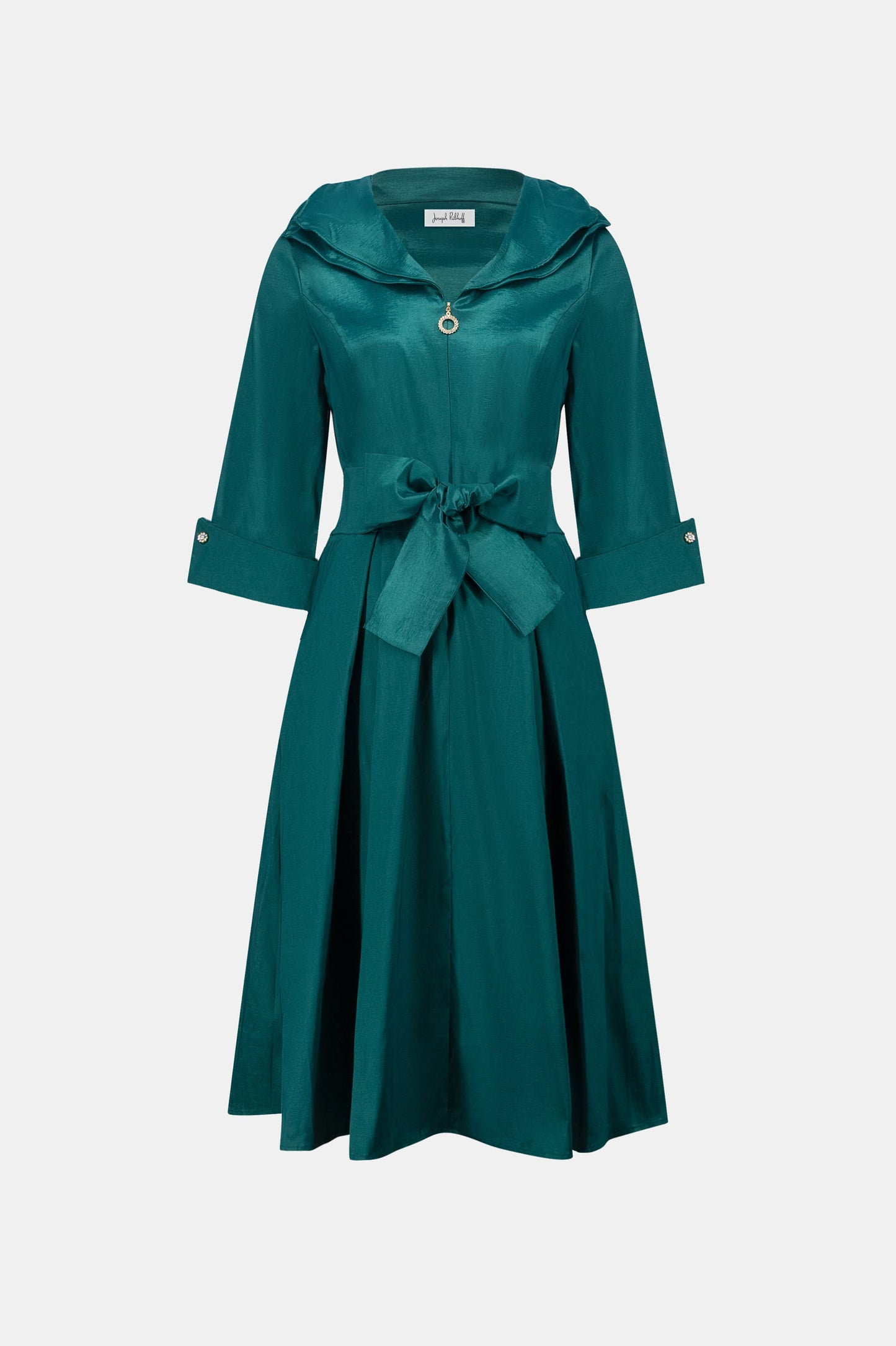 JOSEPH RIBKOFF Signature | Stretch Taffeta Fit And Flare Dress With Lapel Collar 261719F26