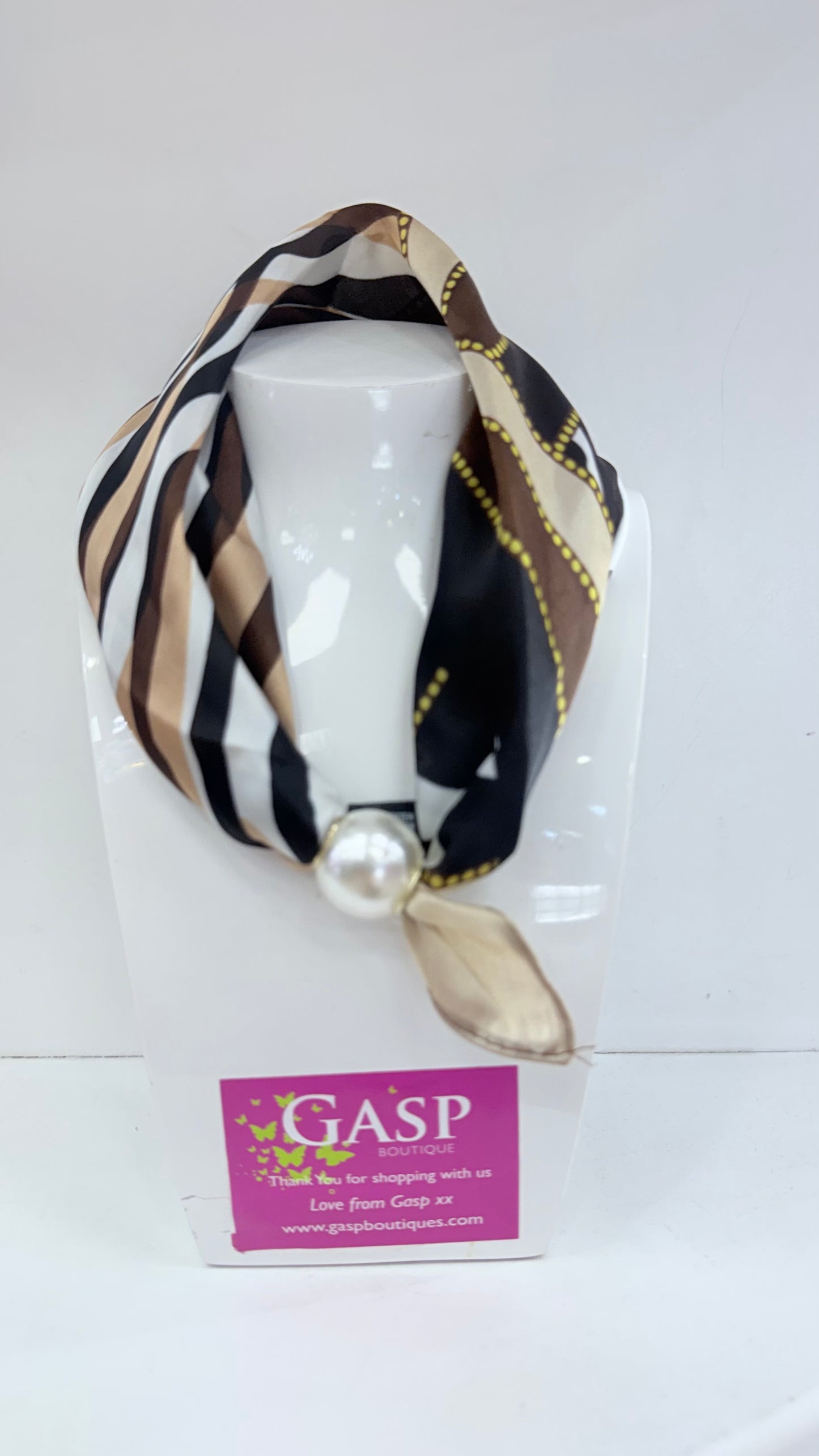 Neutral Stripe Magnetic Scarf Necklace