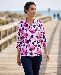 ⸻
Yew Geometric Print Shirt pink /purple