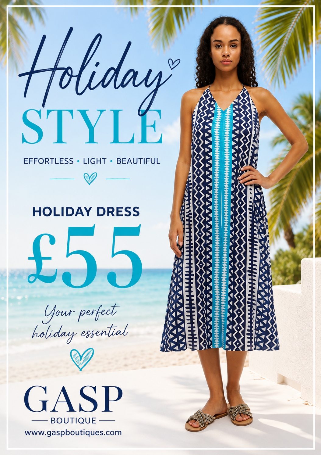 Ble 0088 blue holiday midi dress