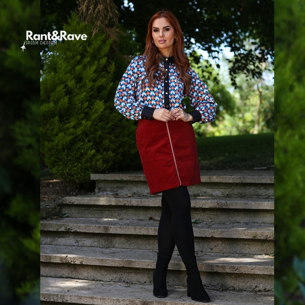 Kelila rust cord skirt