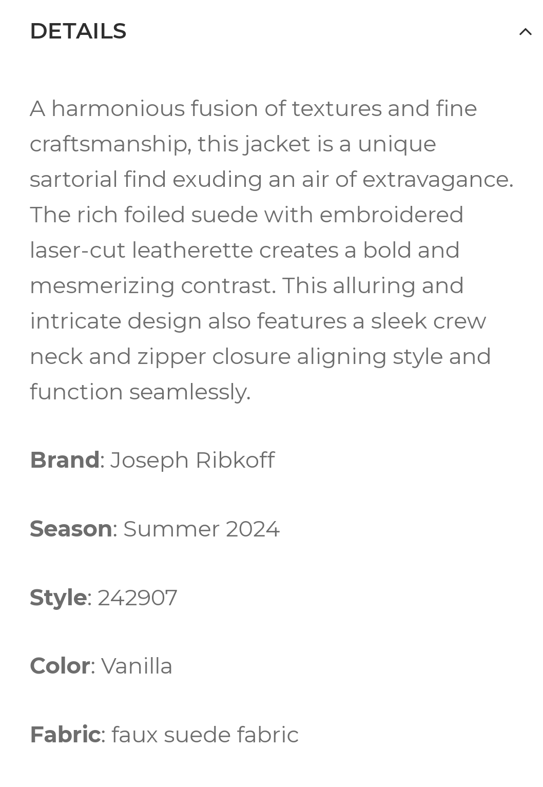 Vanilla faux suede jacket with laser cut leatherette style 242907