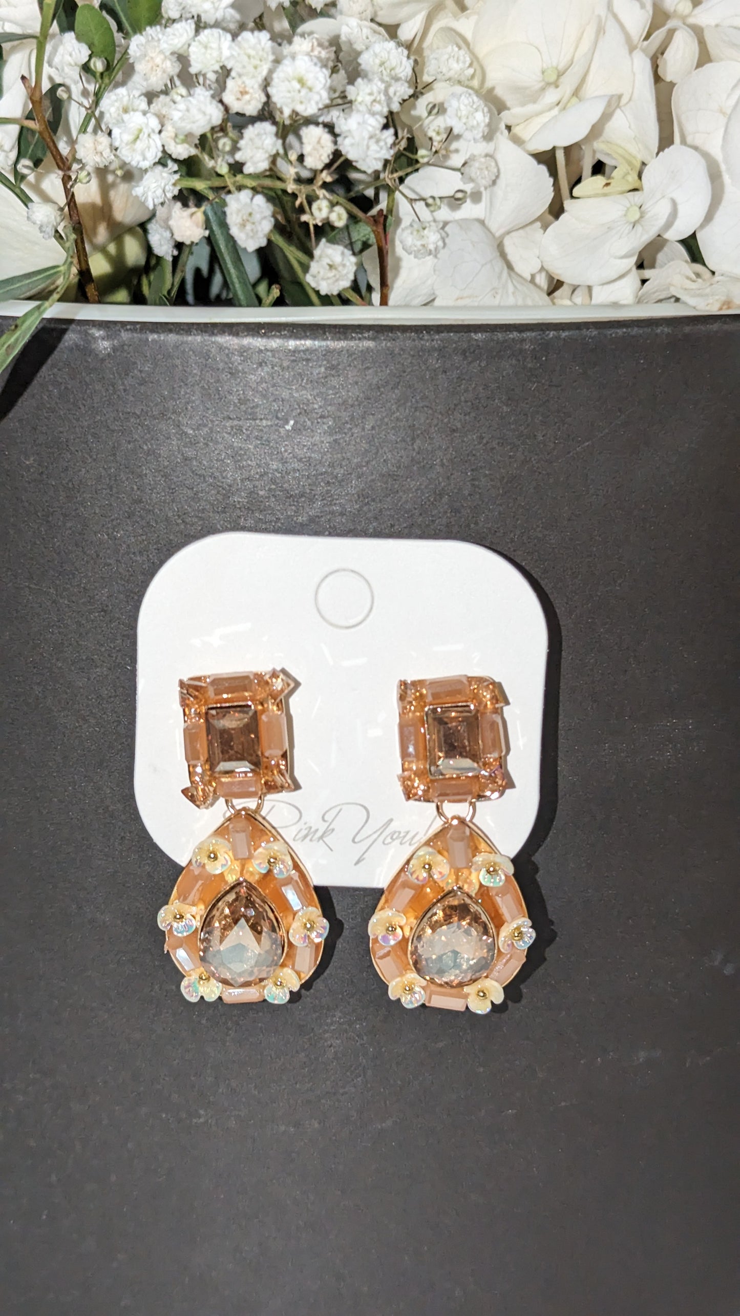 Large gold glass earrings