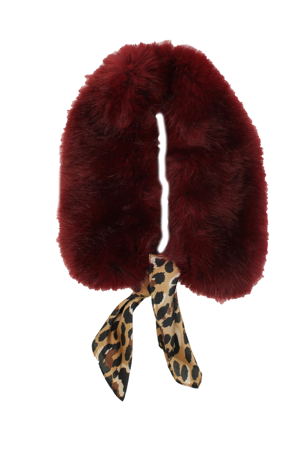 Fur collar and silk scarf