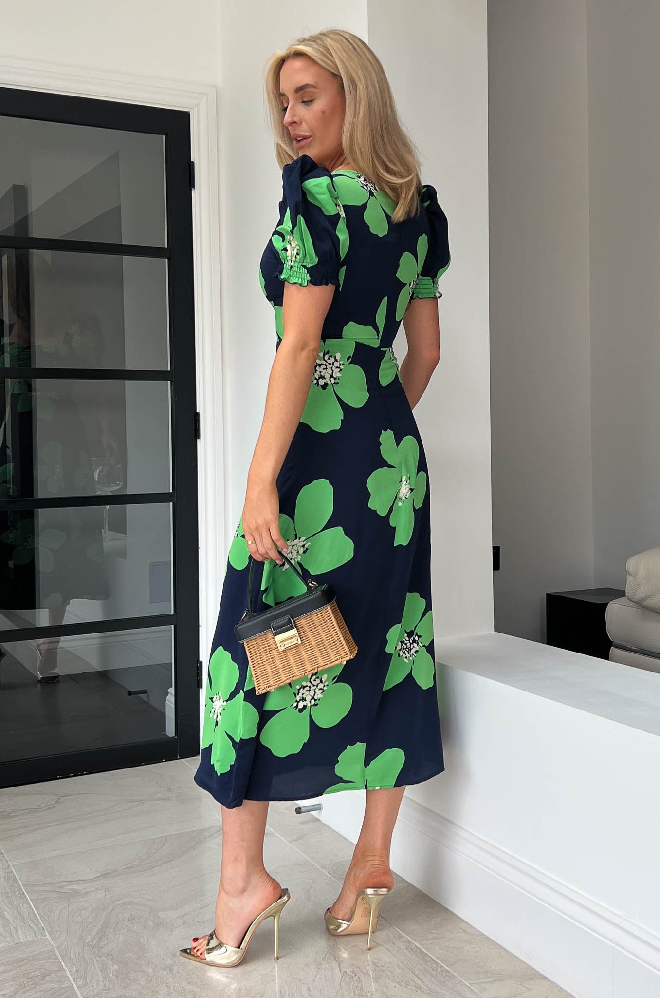 Lillian green qnd navy dress