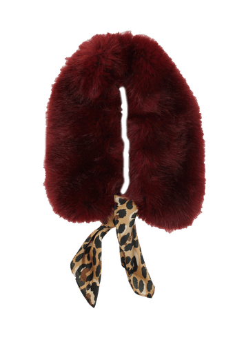 Fur collar and silk scarf