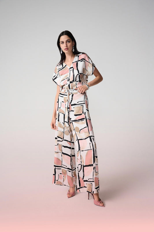 Recycled Satin Abstract Print Wide Leg Pull-On Pants
261198