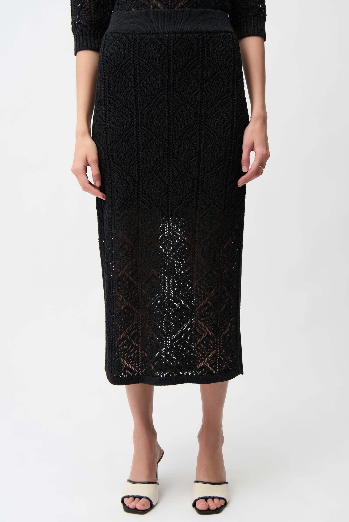 Cotton Blend Open Stitch Pencil Skirt
261928