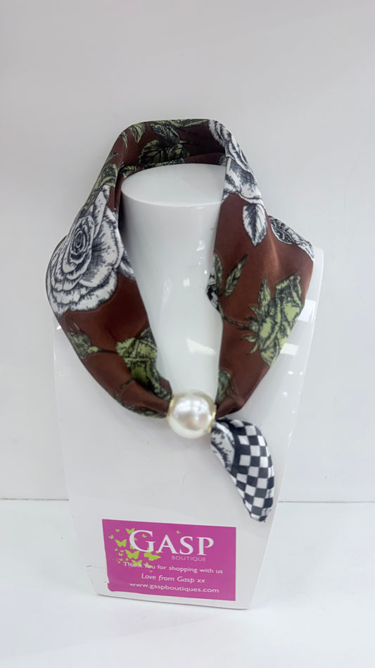 Chocolate Rose Magnetic Scarf Necklace