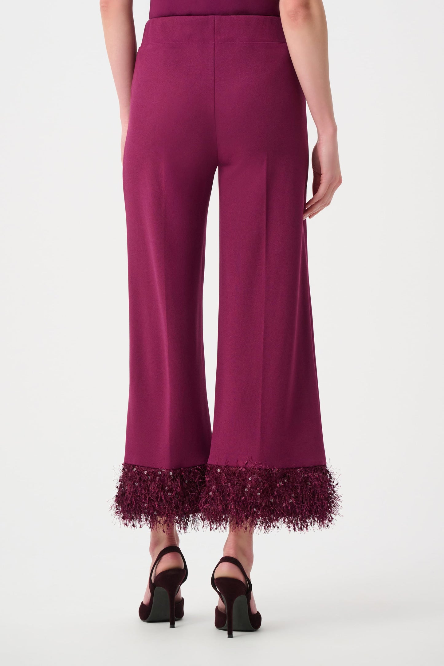 JOSEPH RIBKOFF Signature | Scuba Crepe Wide Leg Pants With Fringe 263715