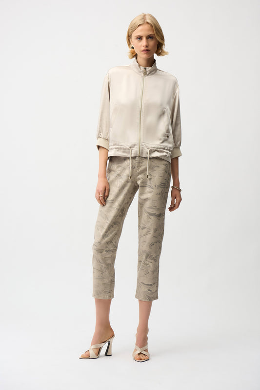 JOSEPH RIBKOFF Satin Boxy Blouson Jacket With Drawstring Hem 261913