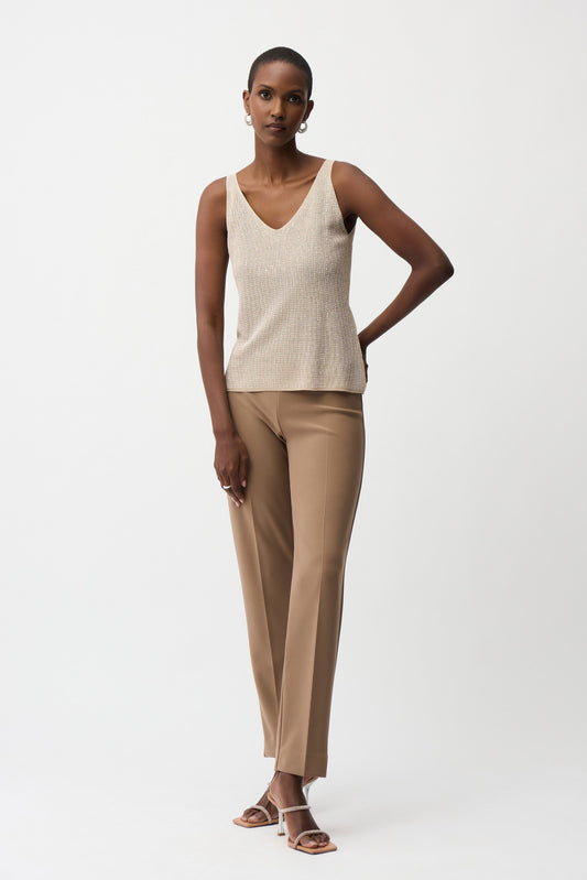 Metallic Knitted Camisole with Rhinestones
252915S26