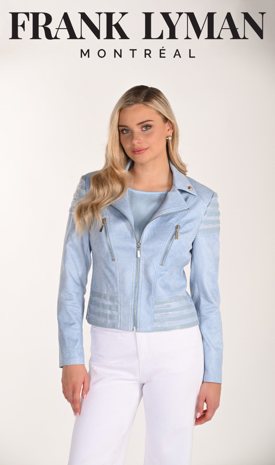 Frank Lyman Zip Front Jacket – Style 266592 soft blue
