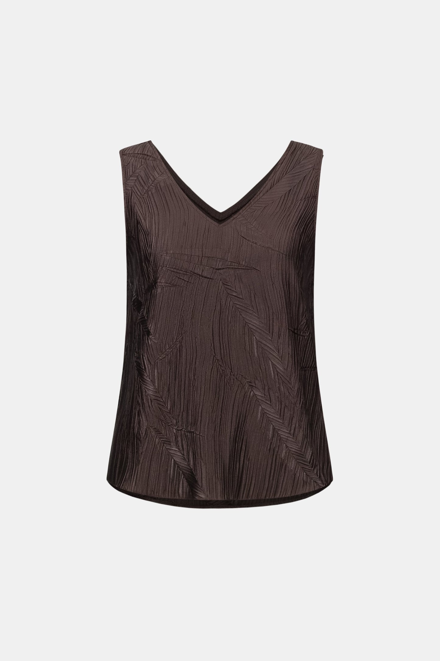 JOSEPH RIBKOFF Pleated Satin Flared V-Neck Top 263051