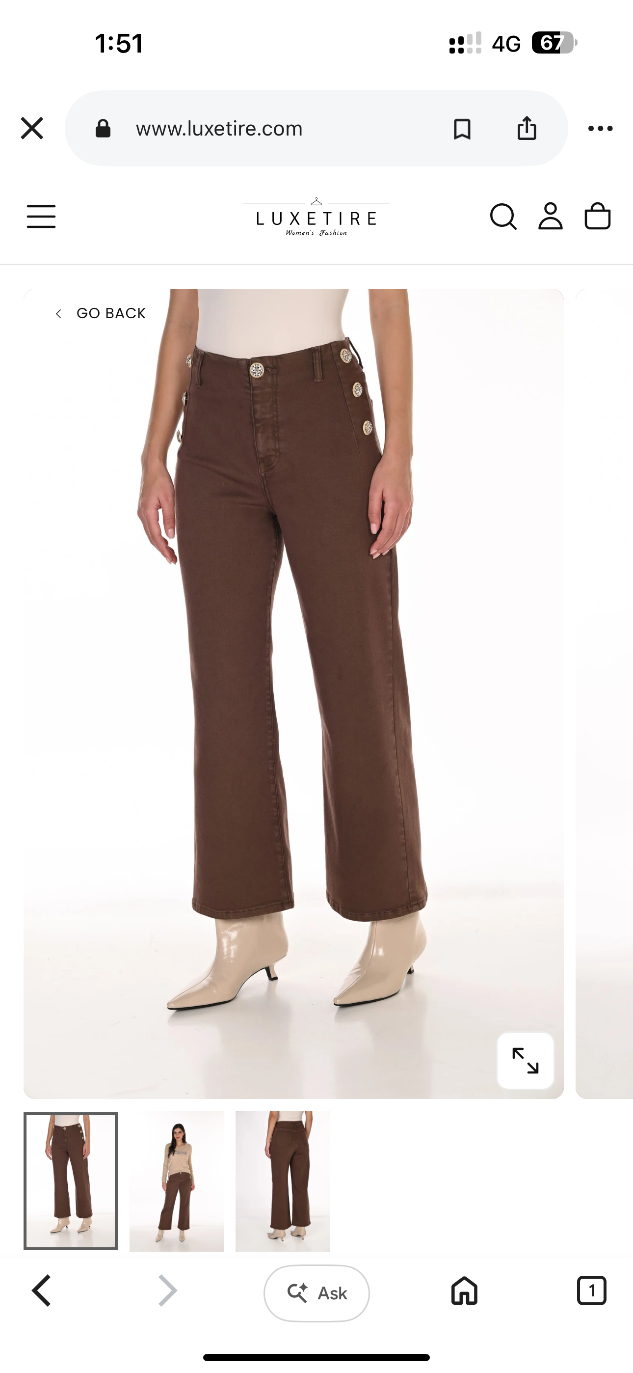 FRANK LYMAN 263789 woven denim pant in brown