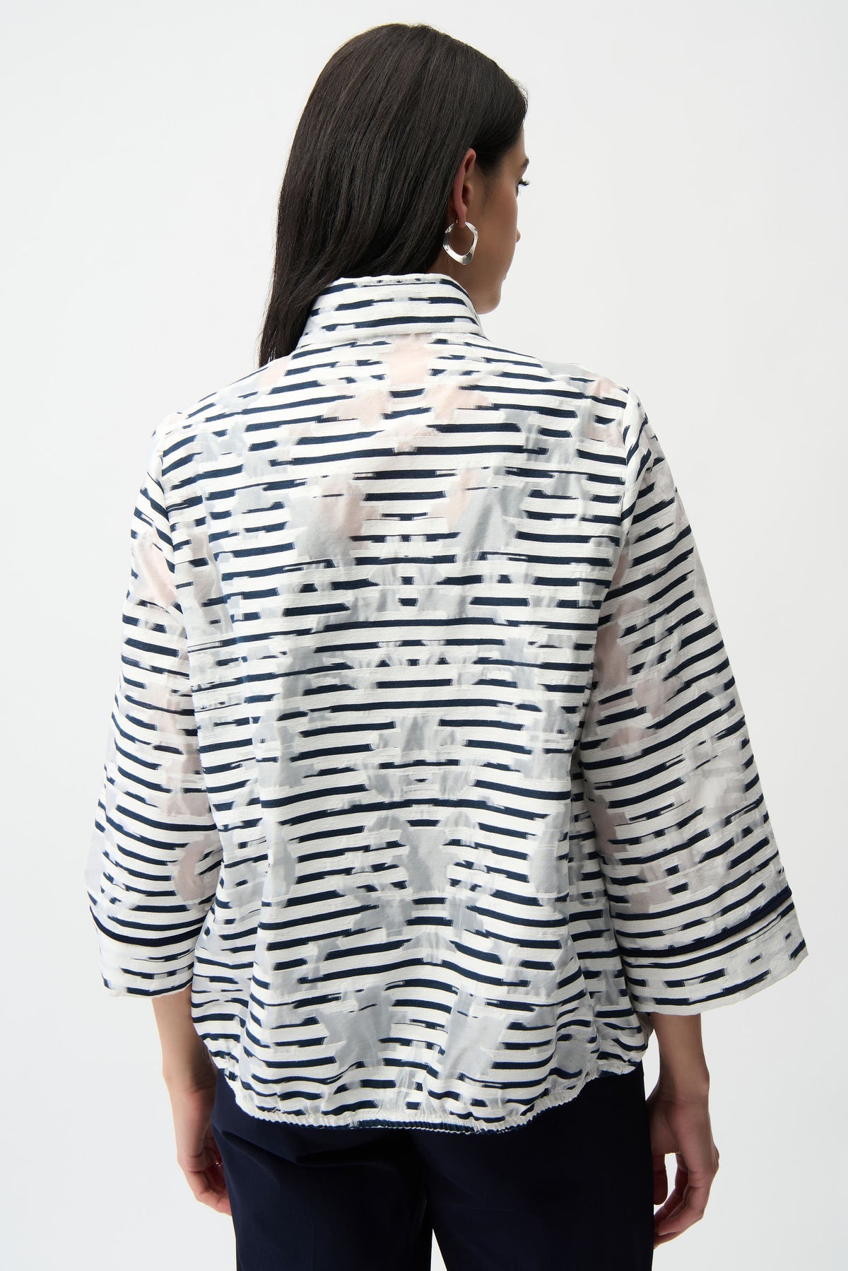 JOSEPH RIBKOFF 261094 OFF WHITE & NAVY ZIP JACKET