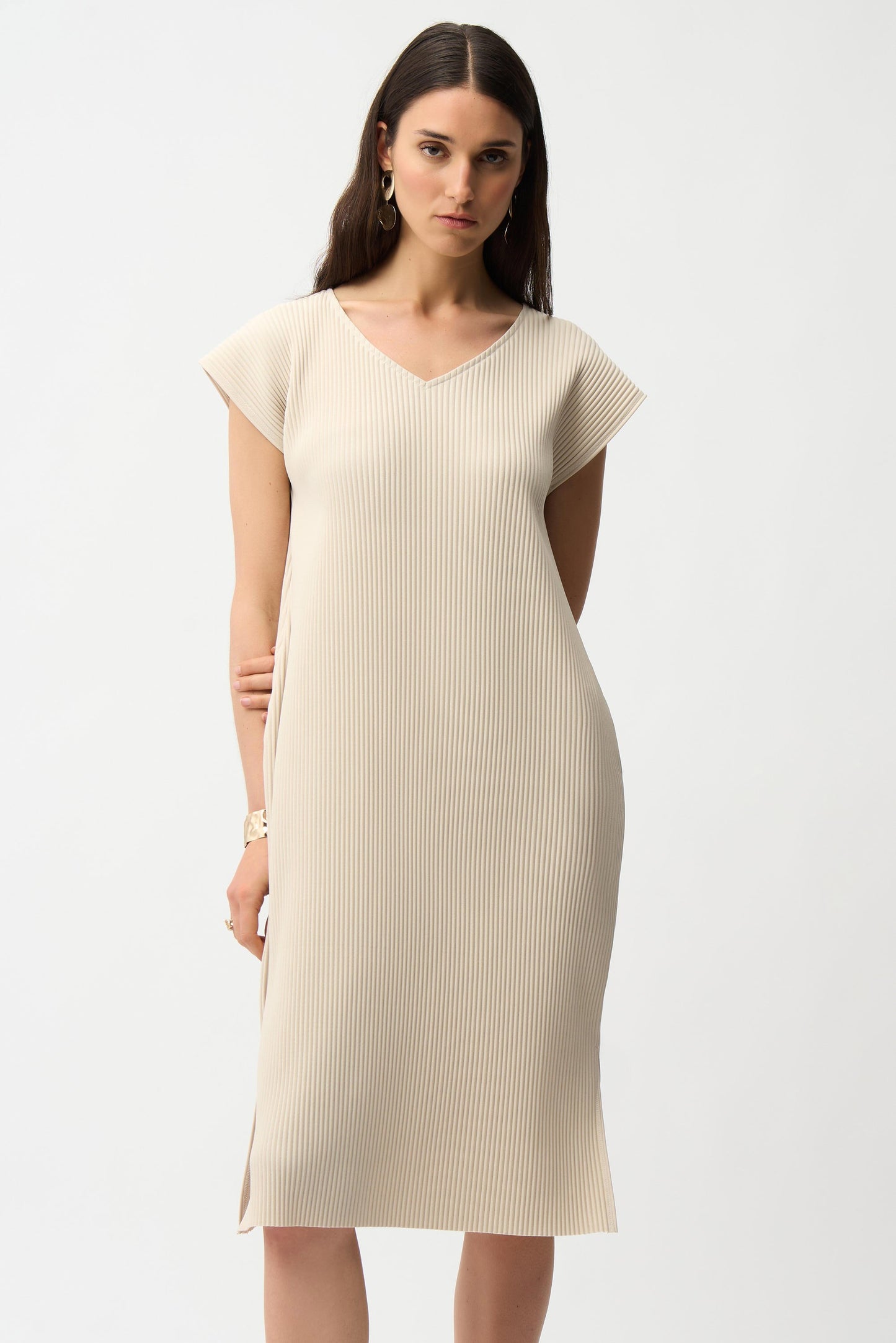 Pleated Scuba Crepe Straight Dress With Pockets Joseph Ribkoff 
261252