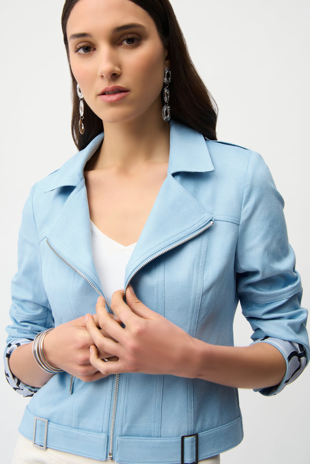 Joseph Ribkoff Fitted blue Jacket with Decorative Buckles Style 261910