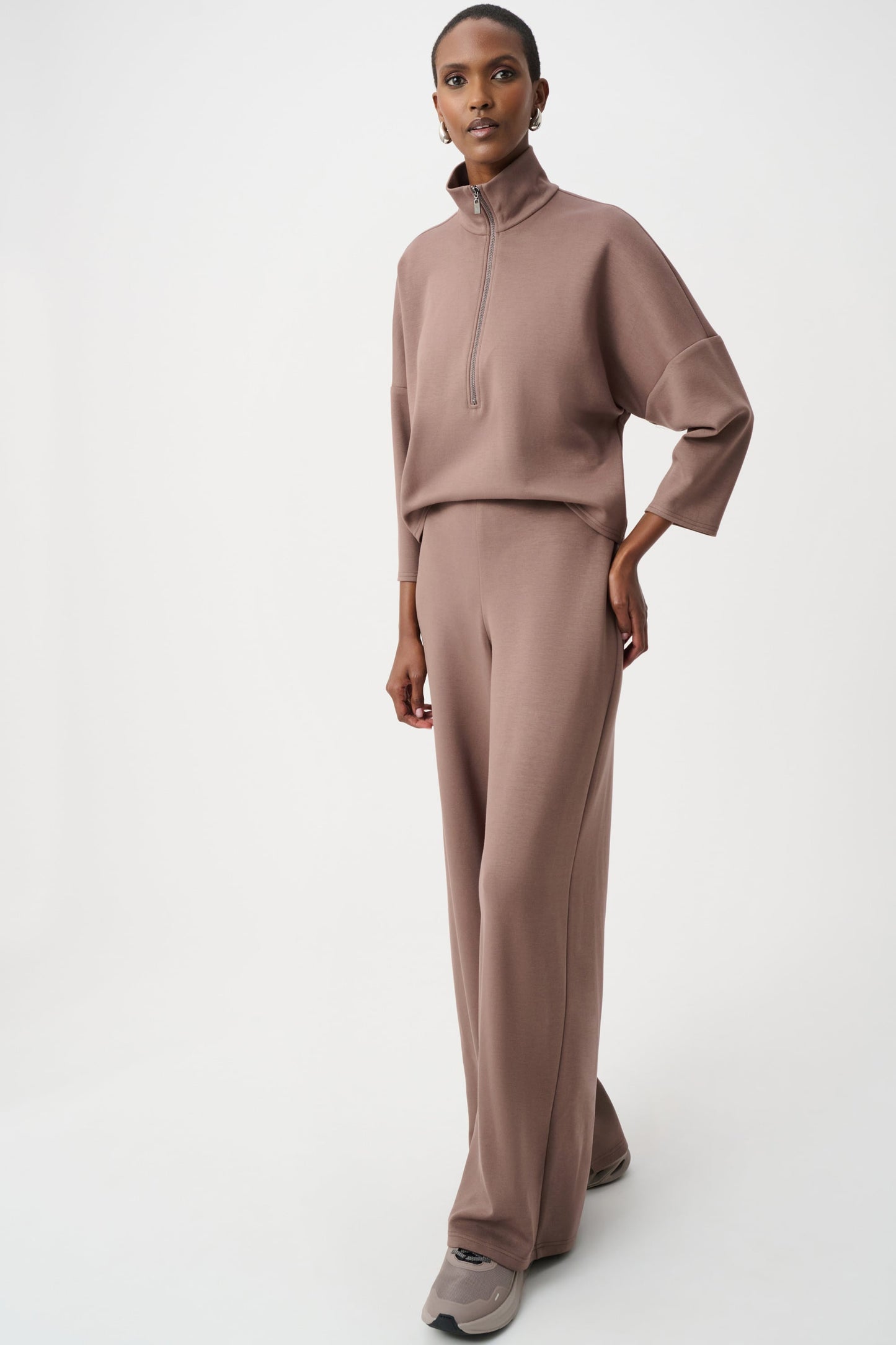 JOSEPH RIBKOFF Scuba Jersey Mock-Neck Wide Leg Jumpsuit 263613