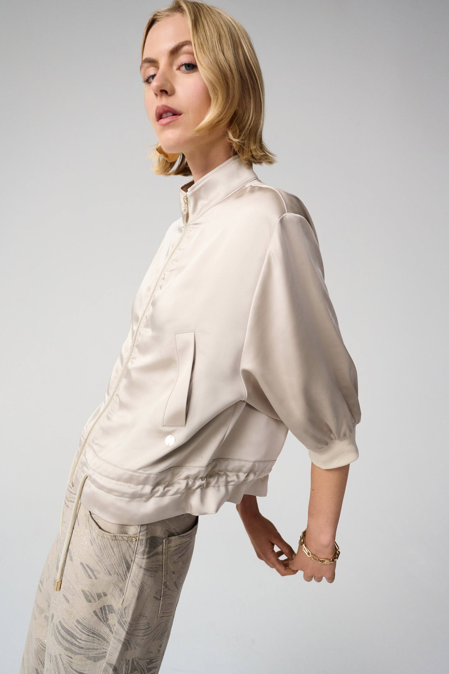 Satin Boxy Blouson Jacket With Drawstring Hem Joseph Ribkoff 
261913