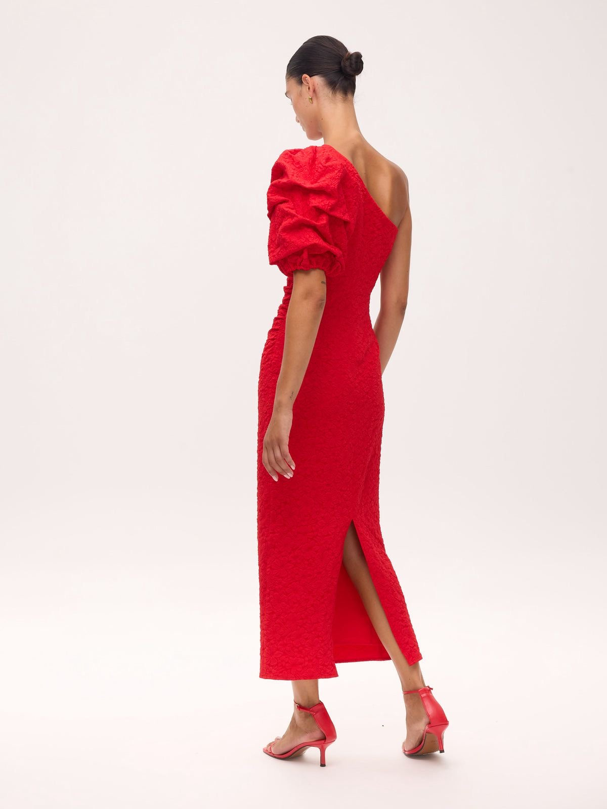 Mioh Isabella Red one shoulder midi dress