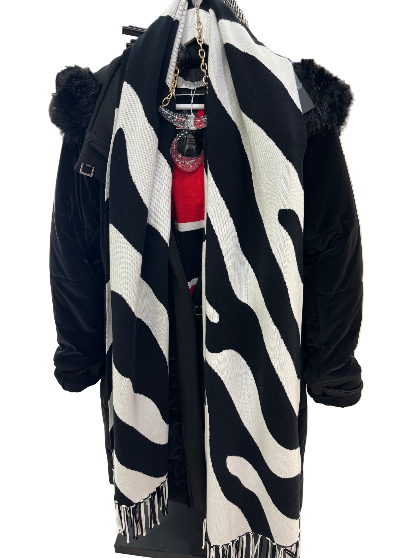 Marble scarf in black/ white