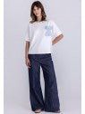 TUZZI beach please- striped bow white t-shirt
