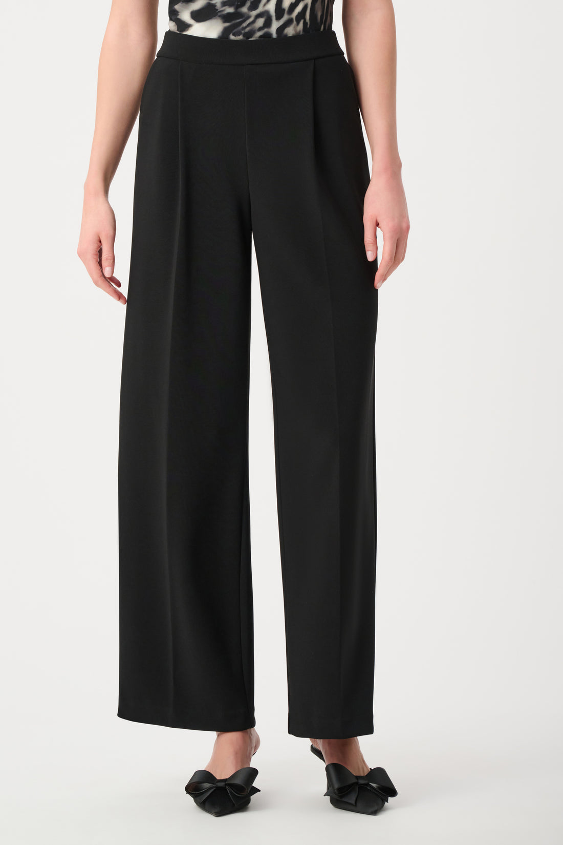 JOSEPH RIBKOFF 263716 Wide Leg Pull-On Trousers Black