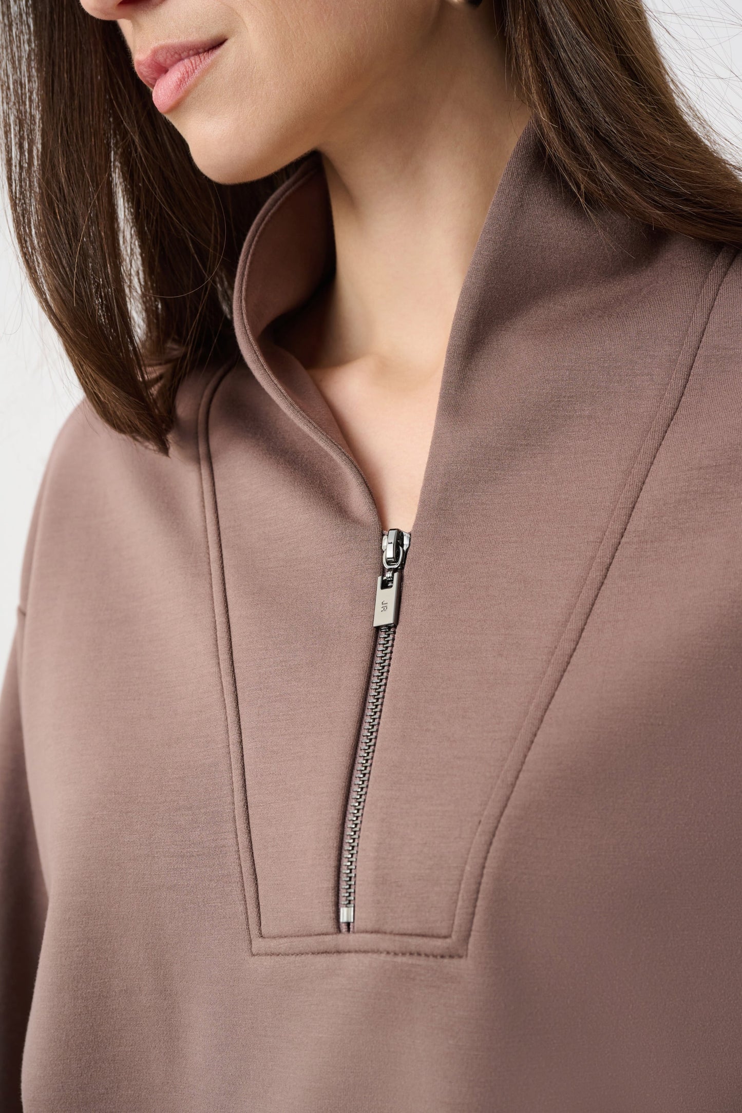 JOSEPH RIBKOFF Scuba Jersey Boxy Sweatshirt With High Collar and Front Zipper 261610F26