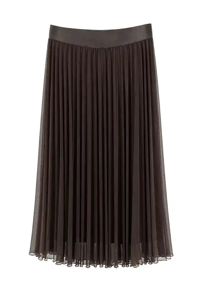 Tuzzi Chocolate Pleated Midi Skirt