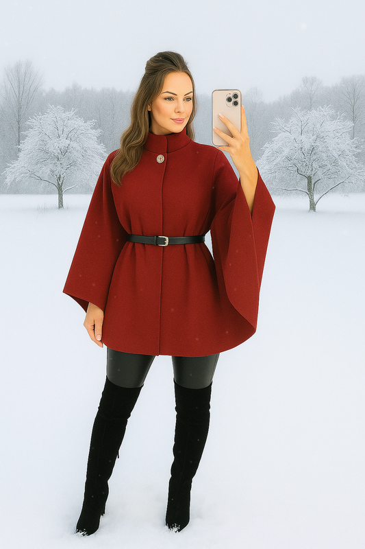 Elegant wine cape with belt