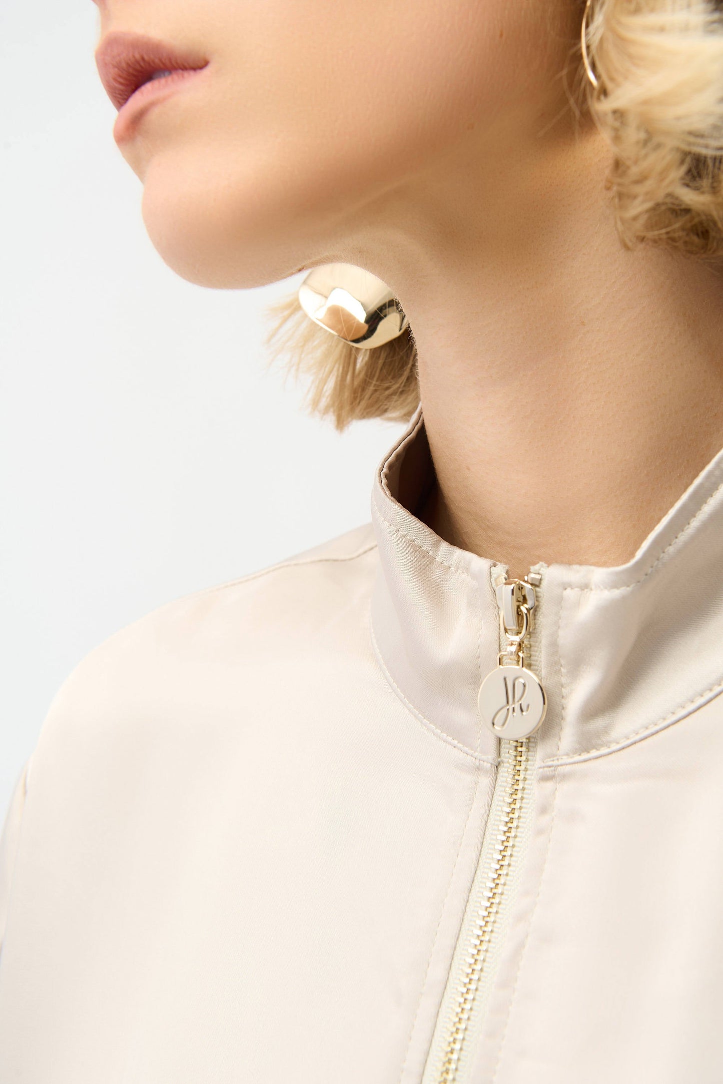 JOSEPH RIBKOFF Satin Boxy Blouson Jacket With Drawstring Hem 261913