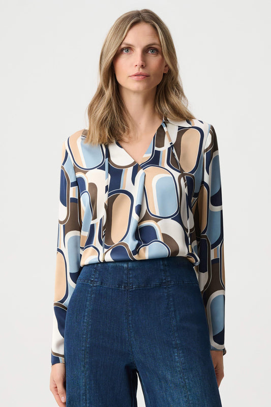 JOSEPH RIBKOFF Recycled Satin Geometric Top 263071