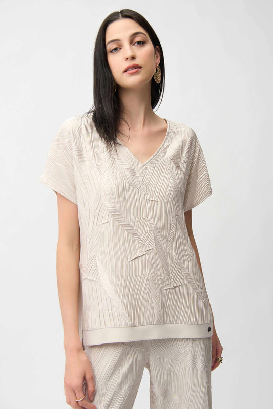 Pleated Satin Boxy Top With Silky Knit Back
261160